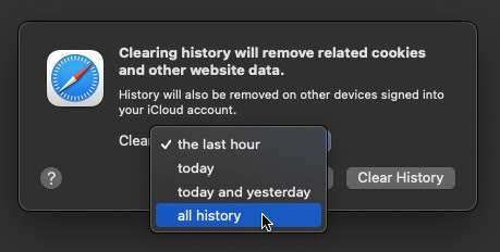 Safari clear history 2