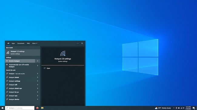 Mobile hotspot on Windows