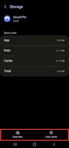 clear vpn storage or cache