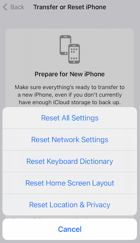 reset network settings