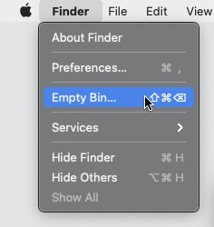 Remove files from the bin