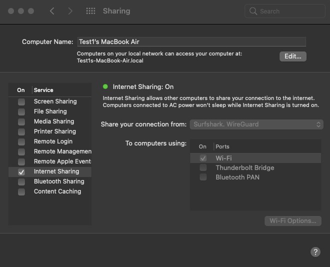 Roku Internet sharing on