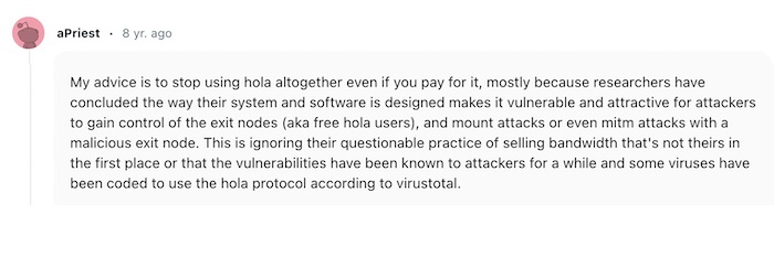 Reddit against HolaVPN