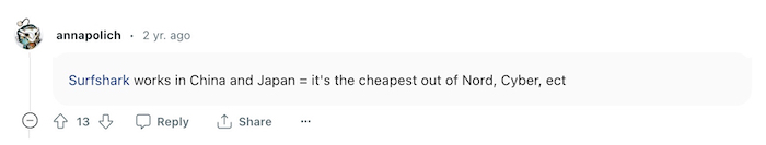 Surfshark cheapest Reddit VPN