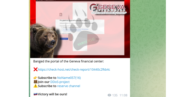 NoName Telegram Geneva Financial Center attack