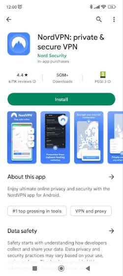 Downloading NordVPN app
