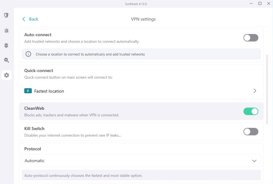surfshark enable cleanweb option