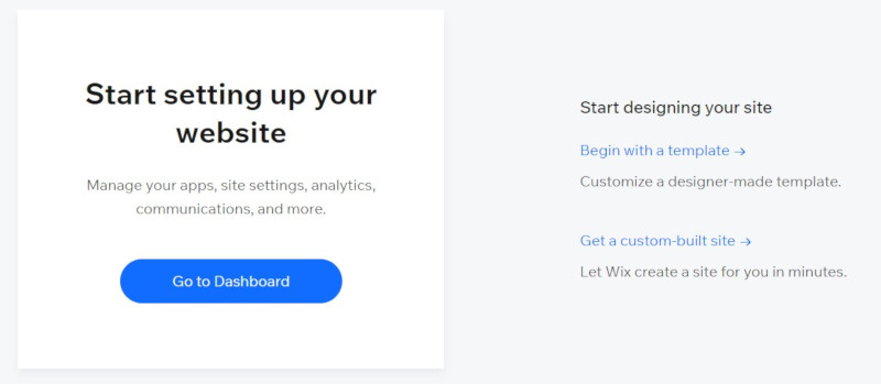 Wix website creation step 2