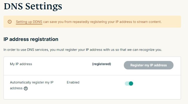 IP address registered