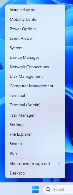 window start settings
