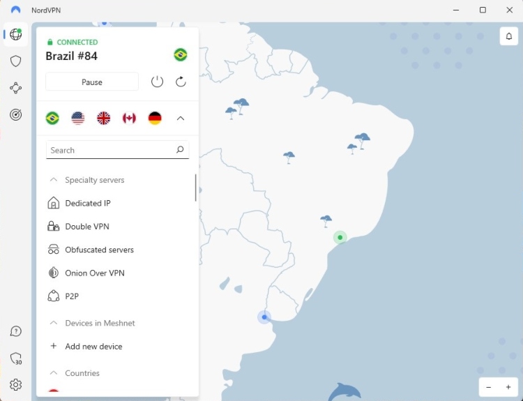 NordVPN Serverkarte