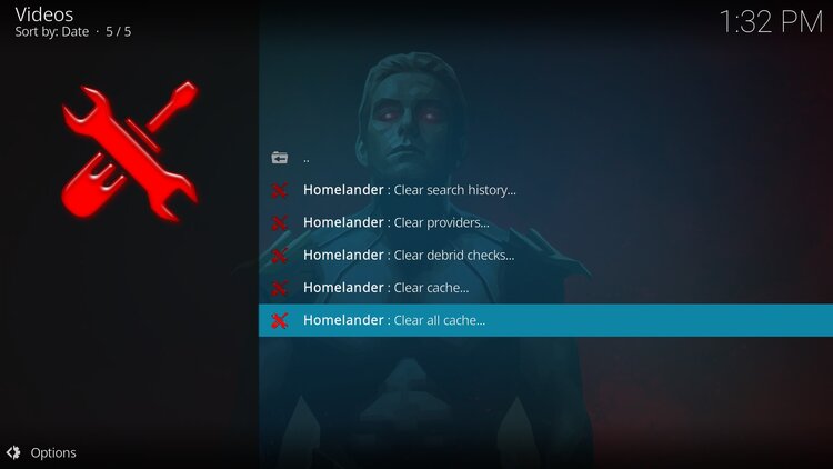 homelander clear all cache