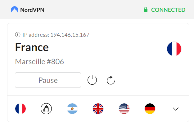 nordvpn select server france