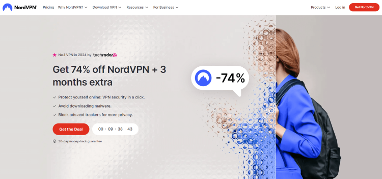 NordVPN main page website