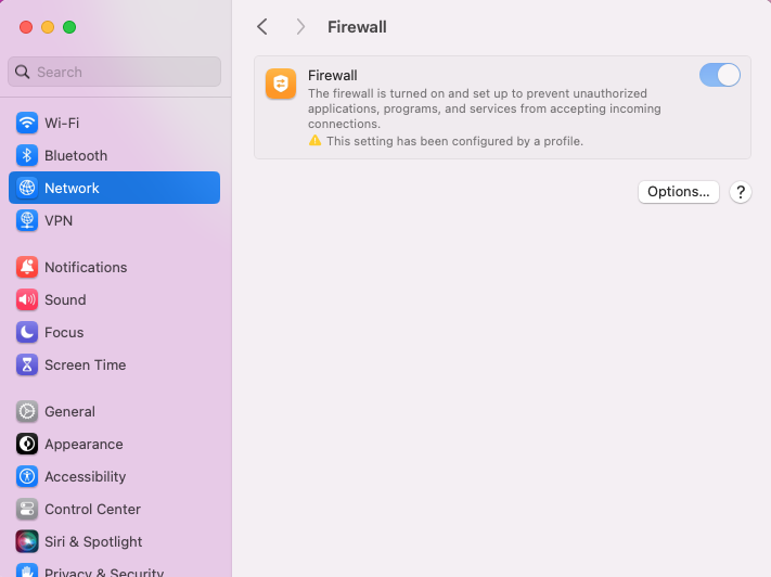 macOS firewall