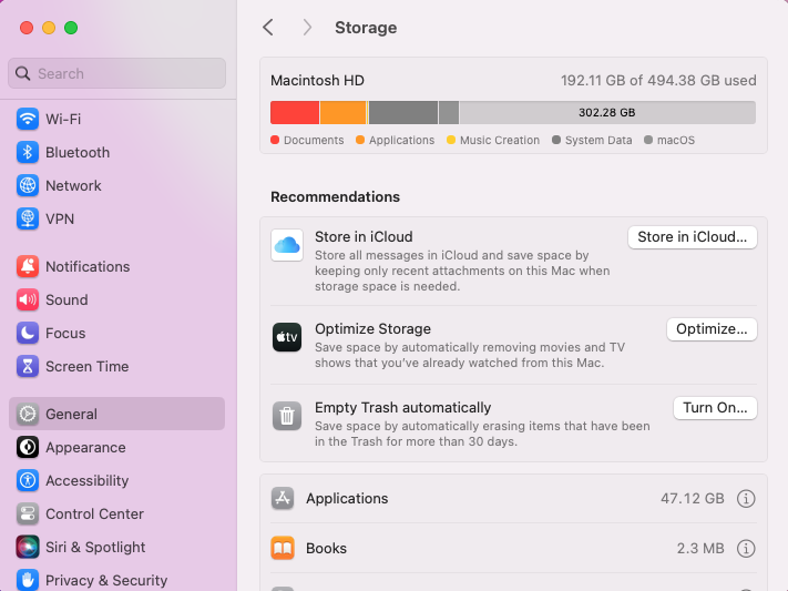 macOS storage