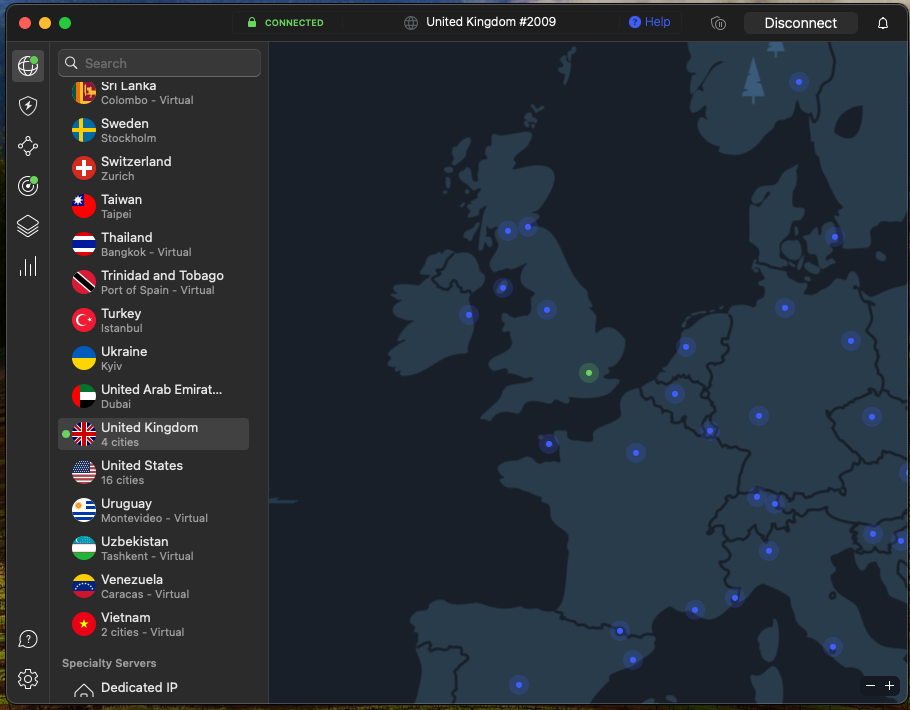 NordVPN connected UK
