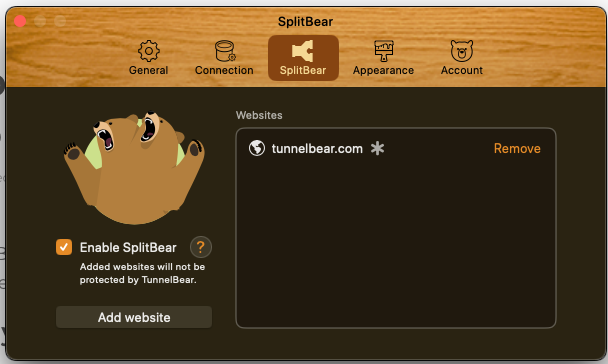 SplitBear user interface