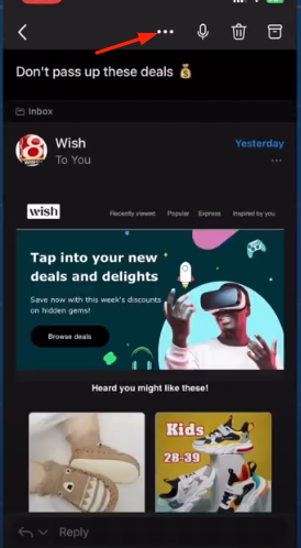 tap three dots in email