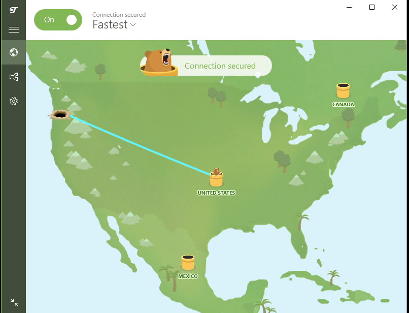TunnelBear Windows application interface