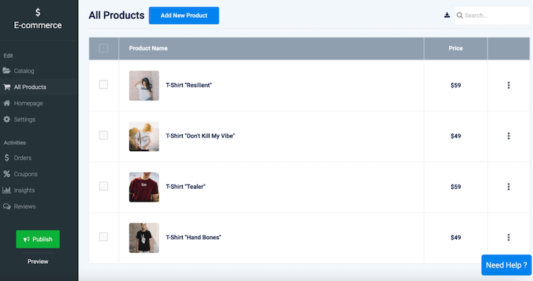 SITE123 eCommerce features