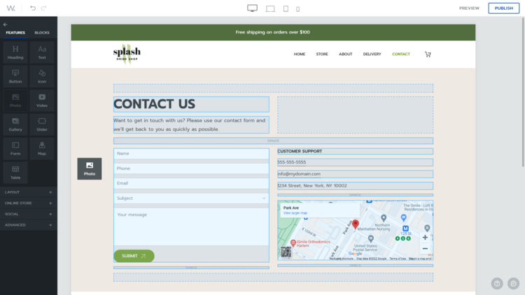 Website creation process on Web.com
