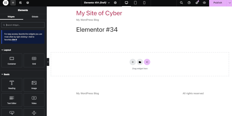 Elementor interface