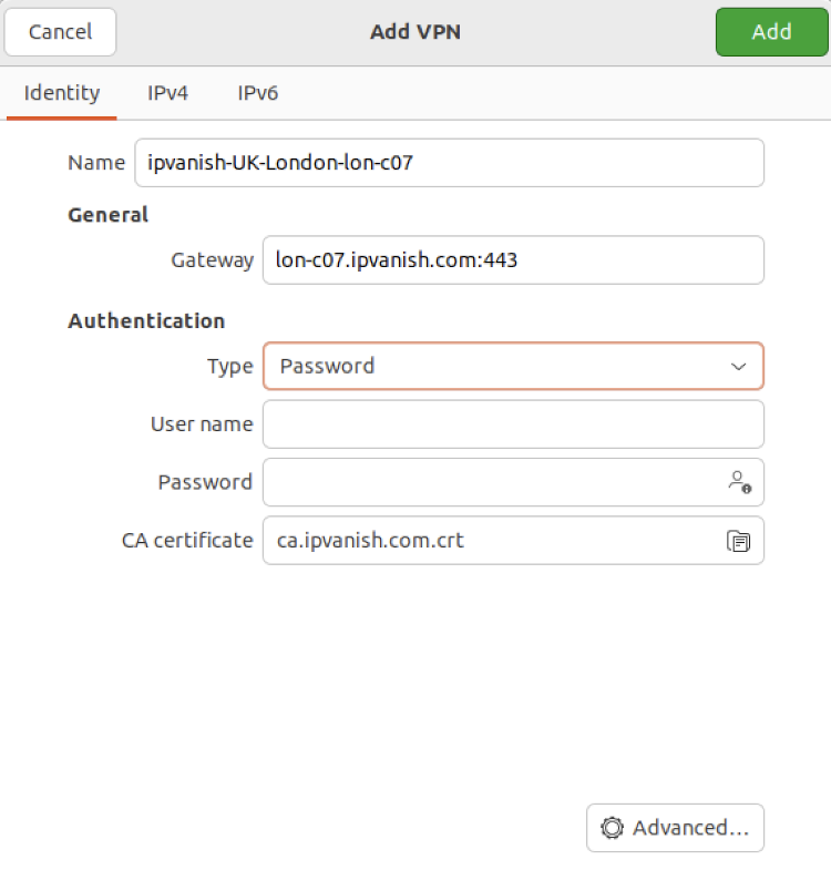 Configuring IPVanish on Linux