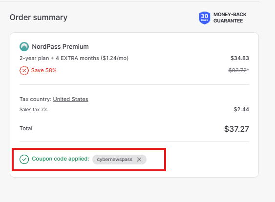 NordPass coupon code