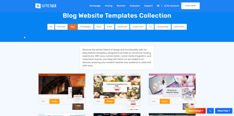 SITE123 templates 2024