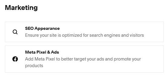 Squarespace marketing settings