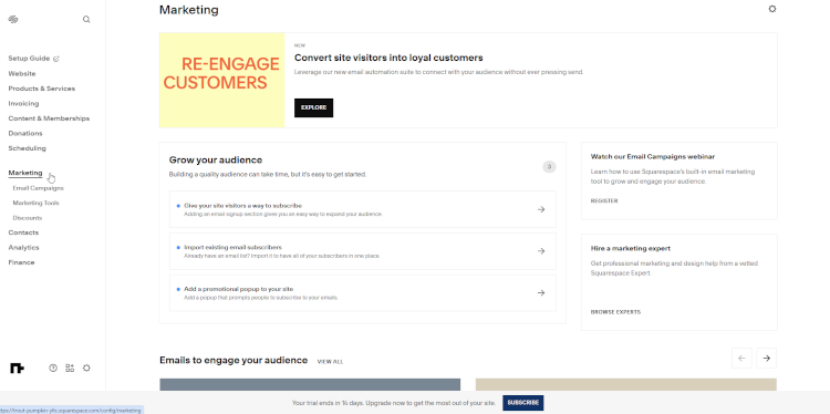Squarespace marketing tools