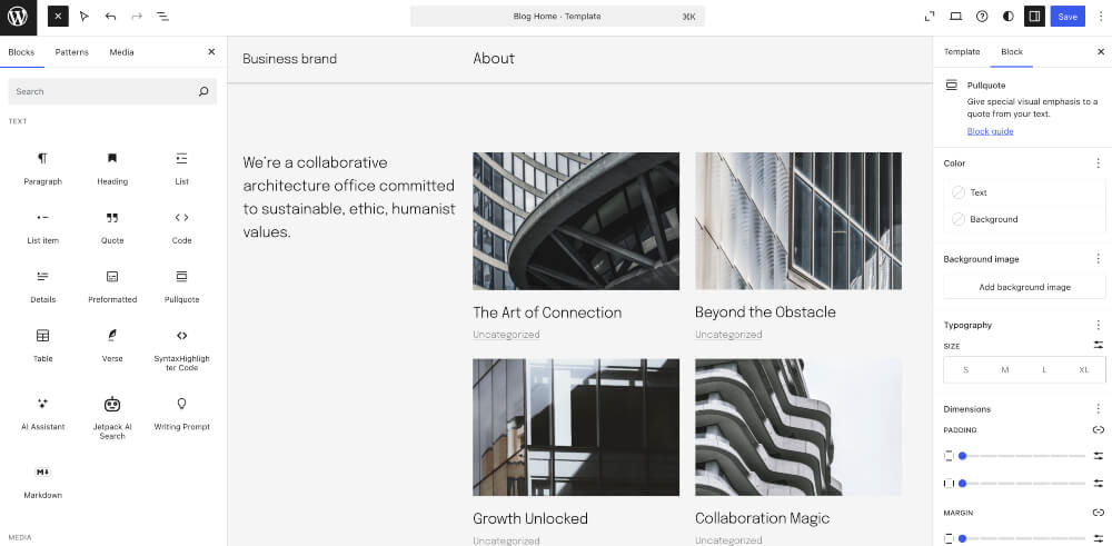 WordPress.org wb interface