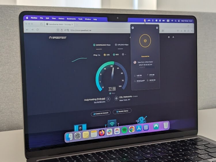 CyberGhost US server speed test