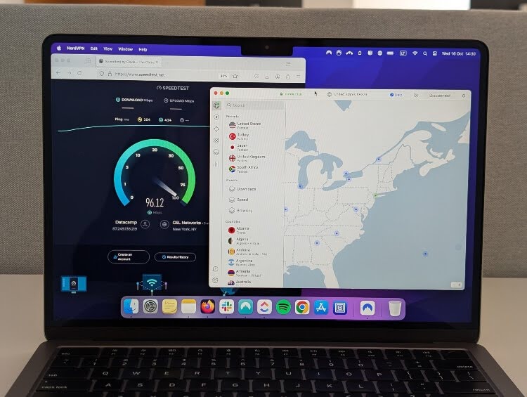 NordVPN US server speed test