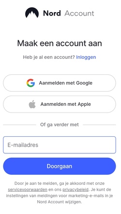 NL login screen on phone Nord