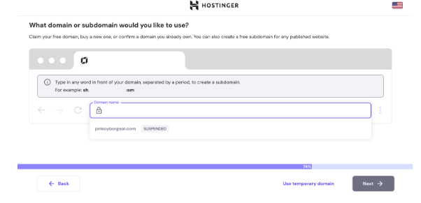hostinger what domain to use