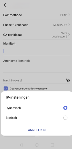 Static IP on Android nl