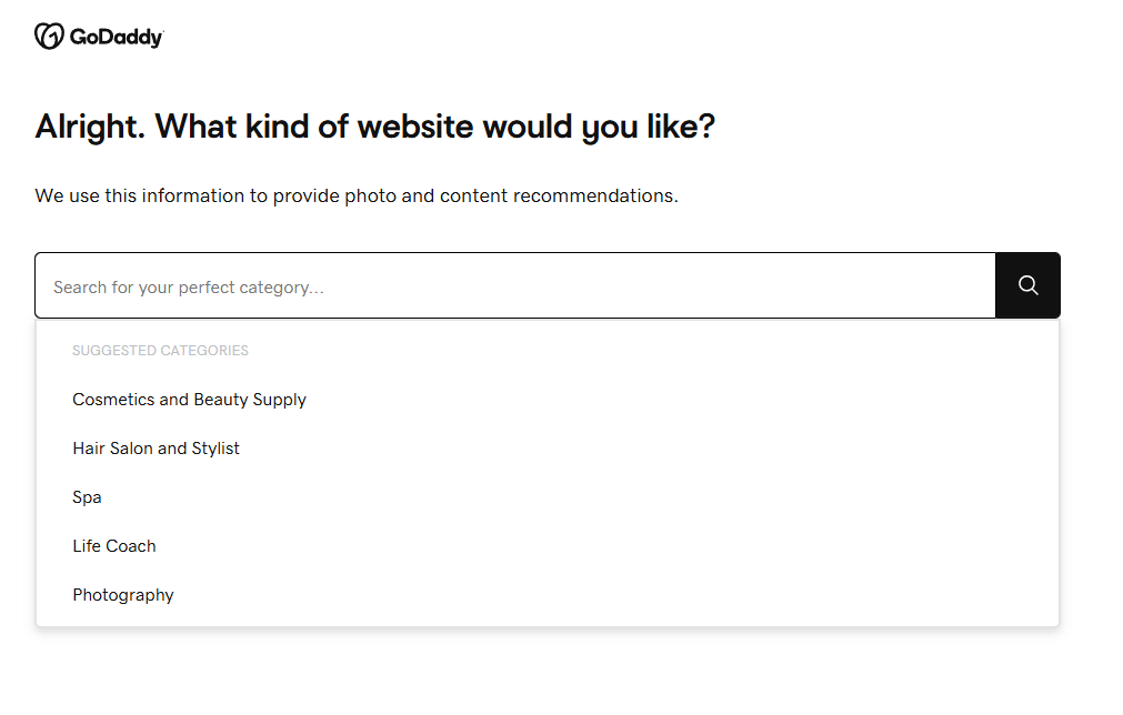 GoDaddy setup questions process