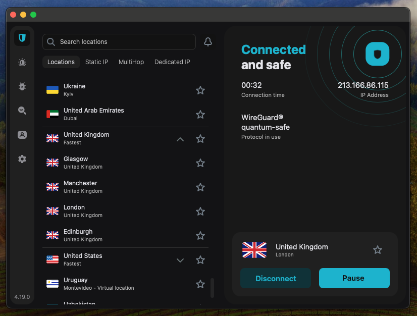 Surfshark’s variety of VPN locations
