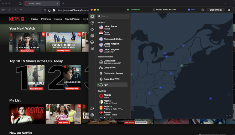 Testing NordVPN with Netflix on desktop