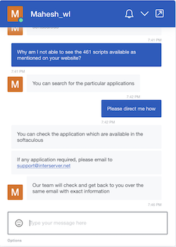 Chat with InterServer support regarding app installation