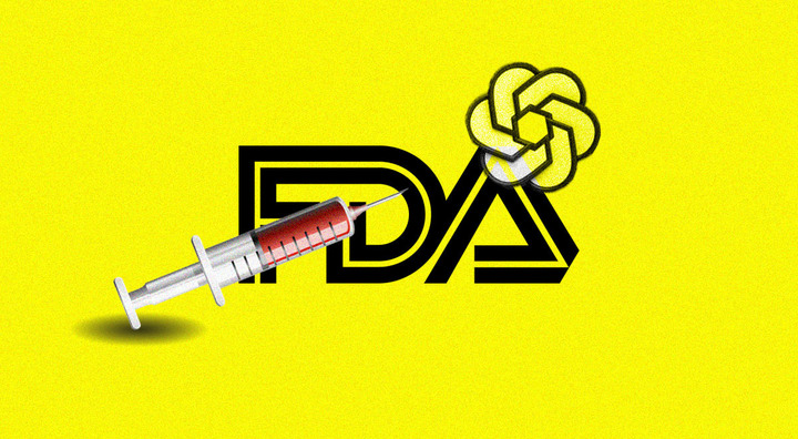 FDA logo with chat gpt in yellow background with yellow syringe