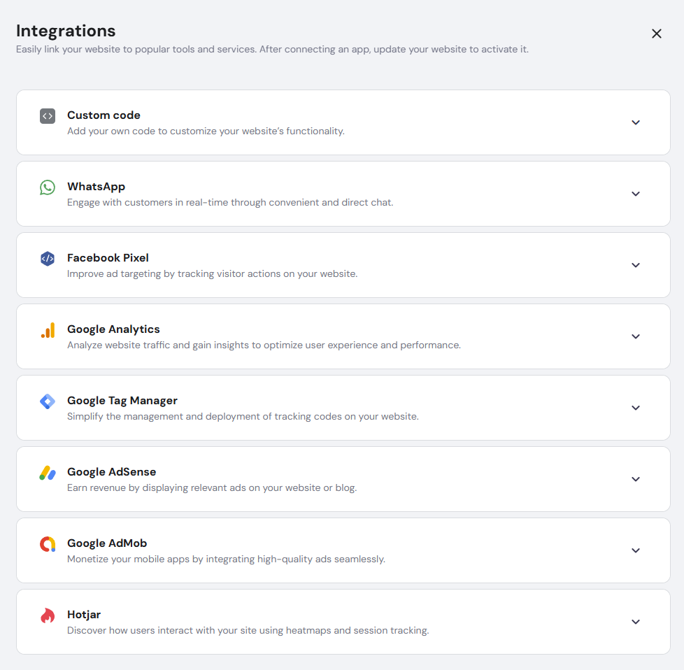 Hostinger integrations list