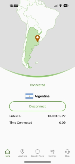 IPVanish iOS mobile interface