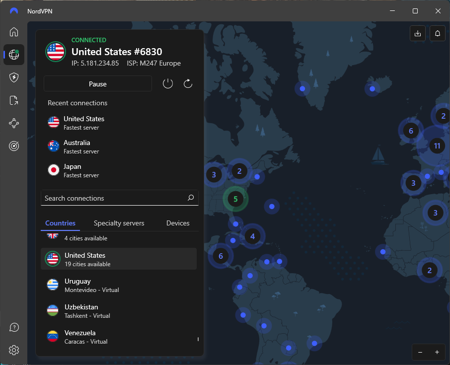 nordvpn app interface desktop