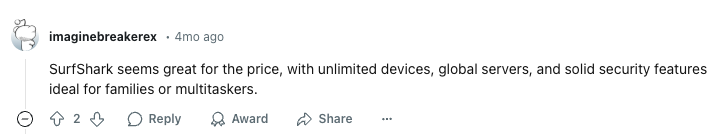 surfshark comment on reddit