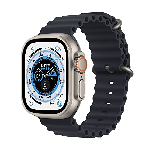 Large image for amazon product "Apple Watch Ultra (49mm, Titanium, Midnight Ocean Band, Renewed)"