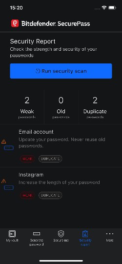 Bitdefender SecurePass security report