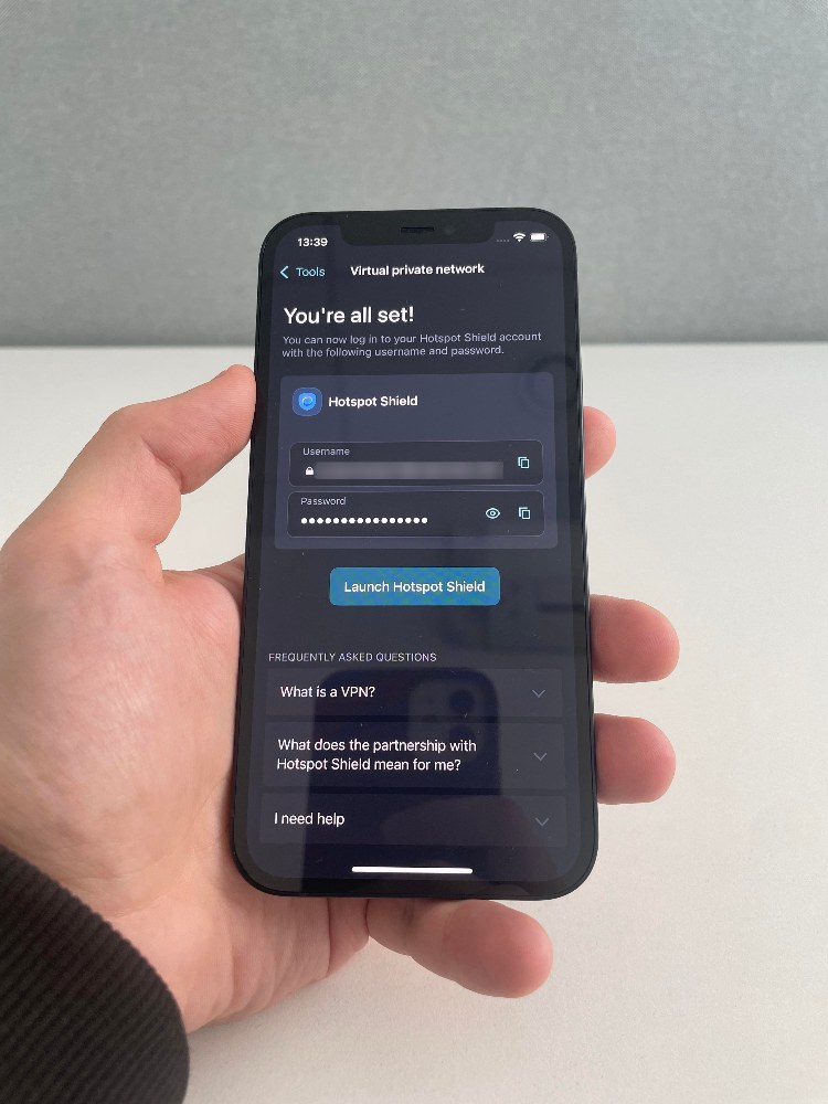 Using Dashlane VPN on iPhone